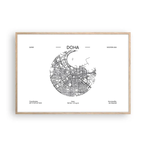 Affiche dans un chêne clair - Poster - Anatomie de Doha - 100x70 cm