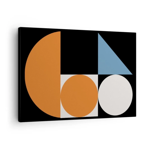 Impression sur toile - Image sur toile - Motif géométrique avec des formes colorées sur fond noir - 70x50cm - Rangement de figures - Décoration murale moderne pour le salon et la chambre ARTTOR