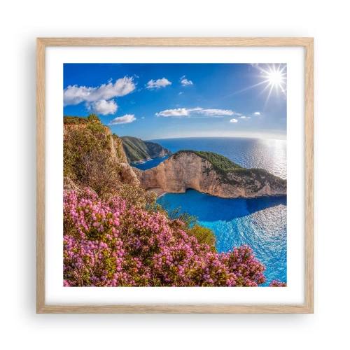 Affiche dans un chêne clair - Poster - Mes super vacances grecques - 50x50 cm