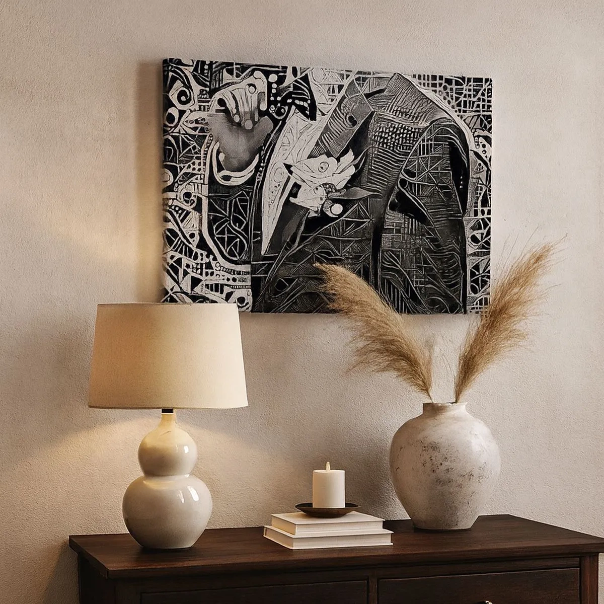Impression sur toile - Image sur toile - Abstraction élégante d'un homme en costume en noir et blanc - 70x50cm - Seulement en apparence un homme froid - Décoration murale moderne pour le salon et la chambre ARTTOR