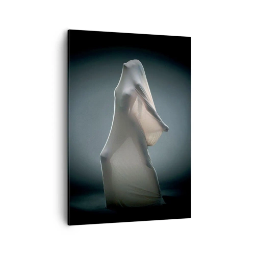 Impression sur toile - Image sur toile - Une figure en tissu blanc sur fond sombre - 50x70cm - Une soif secrète - Décoration murale moderne pour le salon et la chambre ARTTOR
