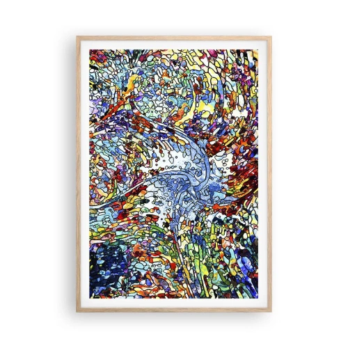 Affiche dans un chêne clair - Poster - Goutte de vitrail - 70x100 cm