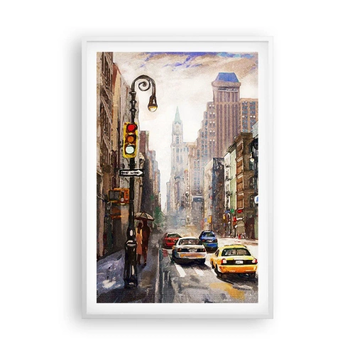 Affiche dans un cadre blanc - Poster - New-Zork - coloré même sous la pluie - 61x91 cm