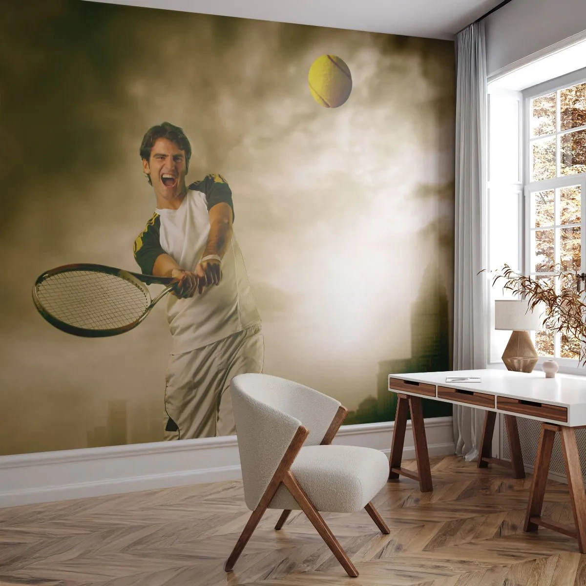 Papier Peint Photo Standard Eco - Énergie et joie - sport, Tennis, Joueur de tennis - 200x140 cm
