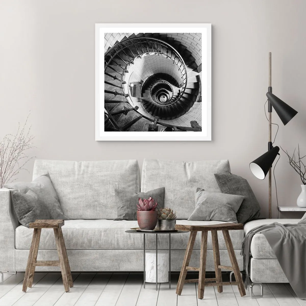 Affiche dans un cadre blanc - Poster - De plus en plus haut - 40x40 cm