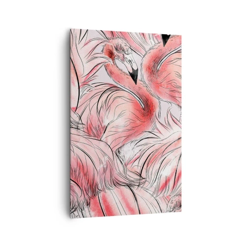 Impression sur toile - Image sur toile - Dessins délicats de flamants roses - 80x120cm - Oiseau corps de ballet - Décoration murale moderne pour le salon et la chambre ARTTOR