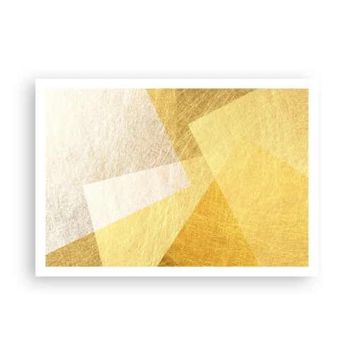Affiche - Poster - Formes géométriques aux tons dorés et clairs - 100x70cm - Météo géométrique - Décoration murale moderne pour le salon et la chambre ARTTOR