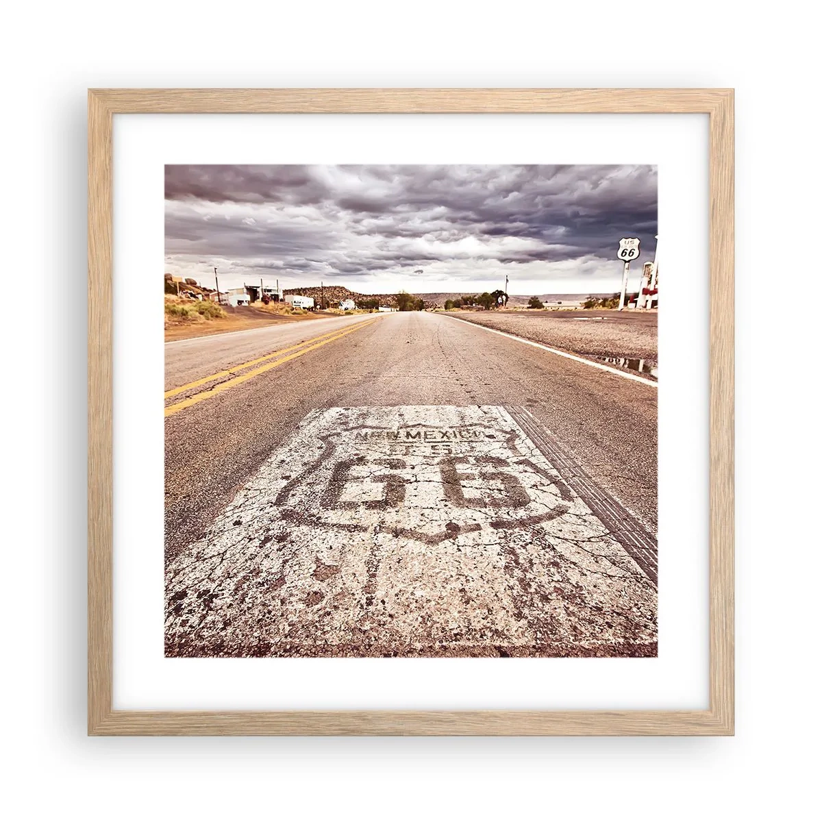Affiche dans un chêne clair - Poster - Mother Road - une légende américaine - 40x40 cm