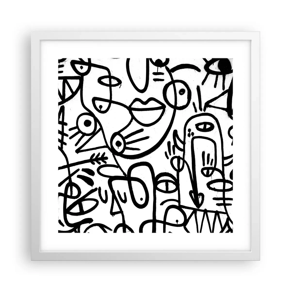 Affiche dans un cadre blanc - Poster - Visages et mirages - 40x40 cm