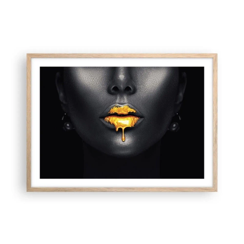 Affiche dans un chêne clair - Poster - Bouche d'or - 70x50 cm