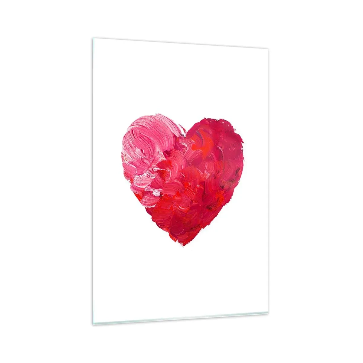 Impression sur verre - Image sur verre - Un cœur rose et rouge peint au pinceau - 80x120cm - All you need is love - Décoration murale moderne pour le salon et la chambre ARTTOR