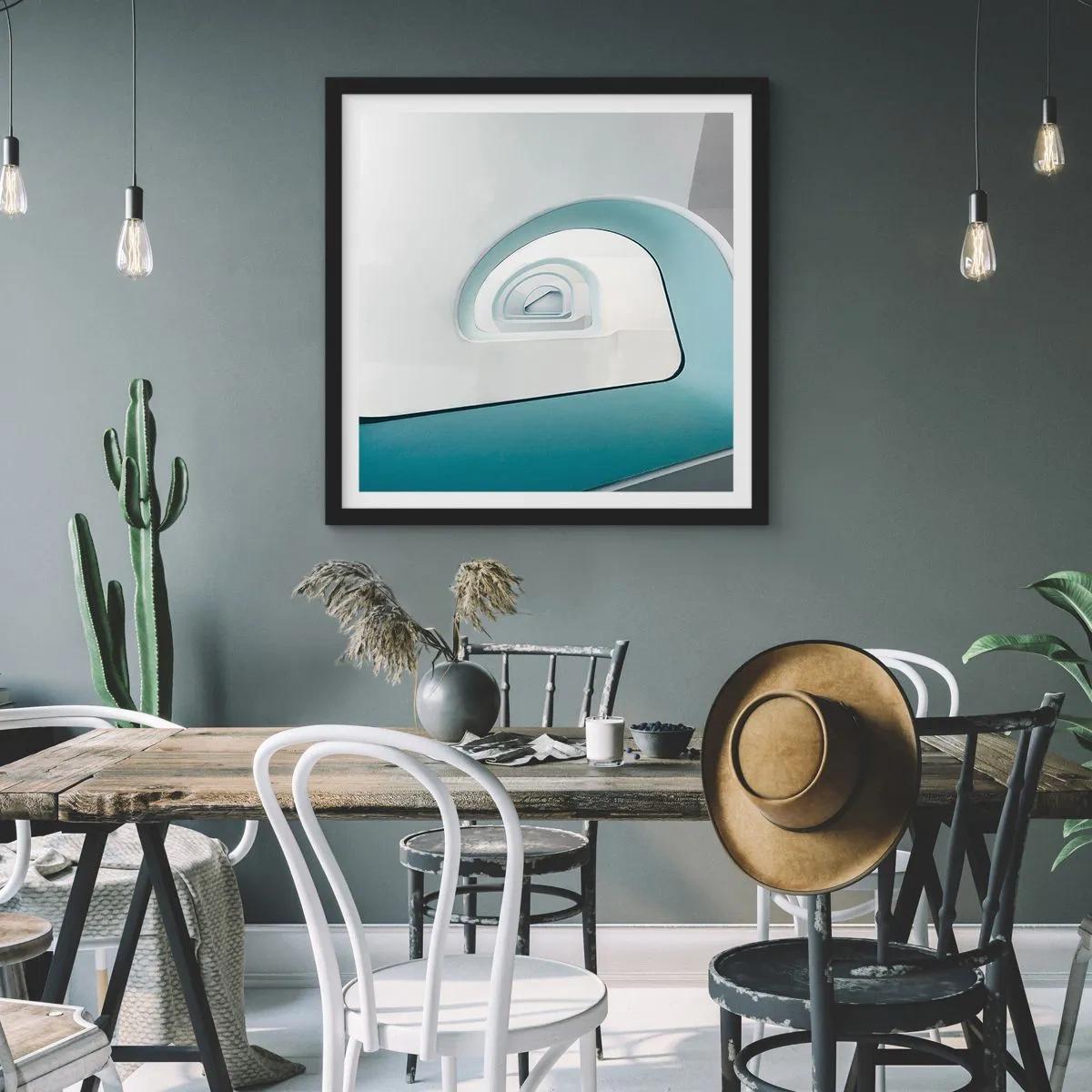 Affiche dans un cadre noir - Poster - Au profondeur du bleu - 40x40 cm