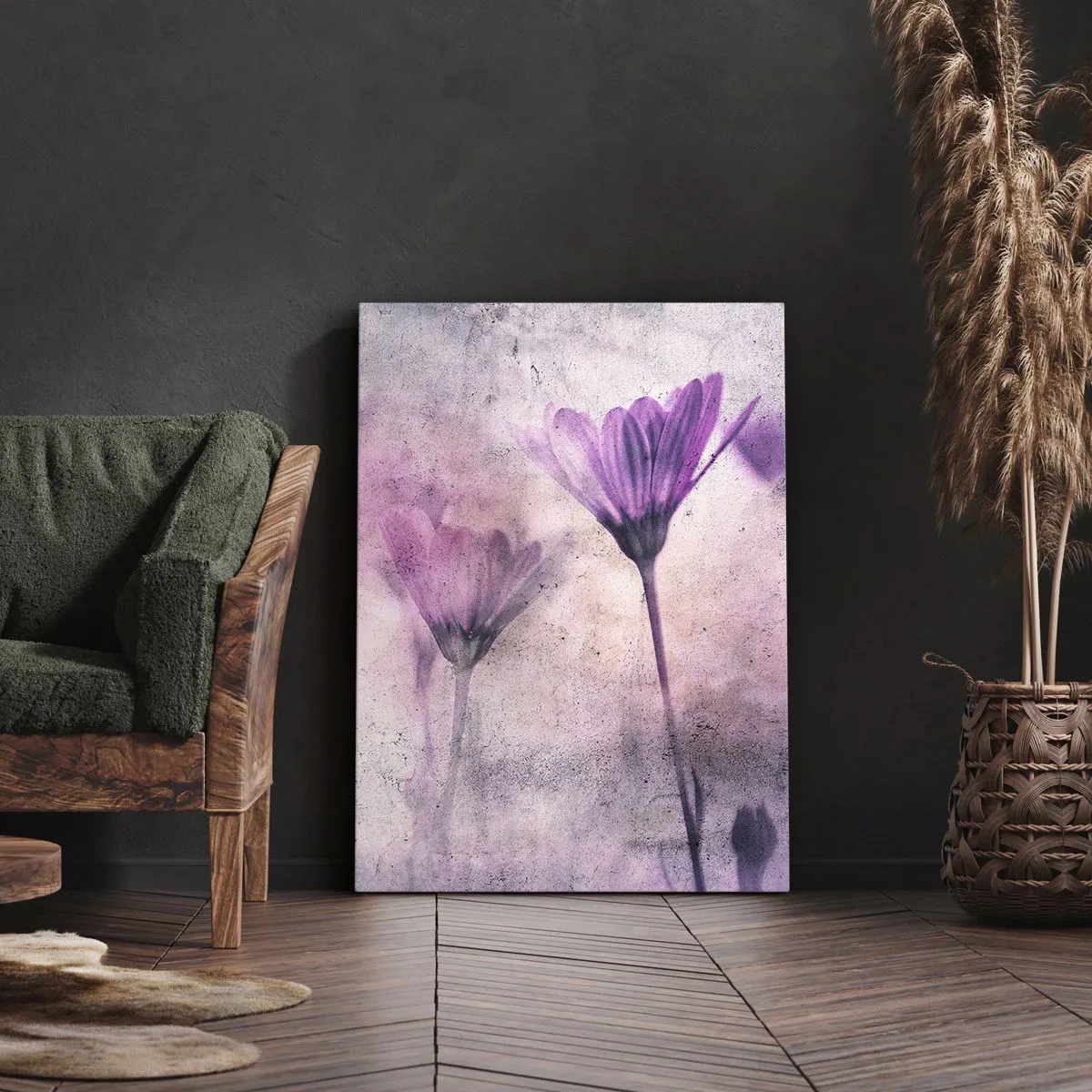 Impression sur toile - Image sur toile - Fleurs délicates dans des tons violets sur fond clair - 50x70cm - Rêve de fleurs - Décoration murale moderne pour le salon et la chambre ARTTOR