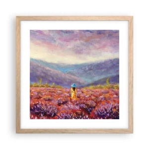 Affiche dans un chêne clair - Poster - Dans un monde lavande - 40x40 cm