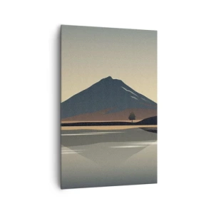 Impression sur toile - Image sur toile - Paysage de montagne minimaliste avec reflet dans l'eau - 80x120cm - Reflet de miroir - Décoration murale moderne pour le salon et la chambre ARTTOR