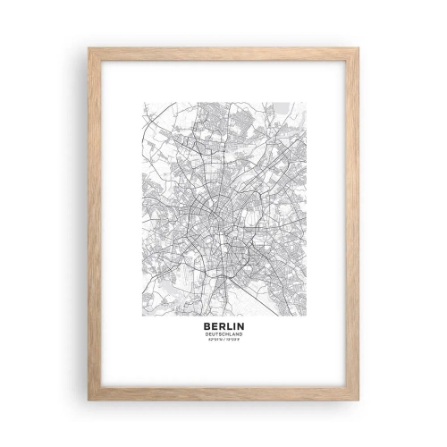 Affiche dans un chêne clair - Poster - Fleur de Berlin - 30x40 cm