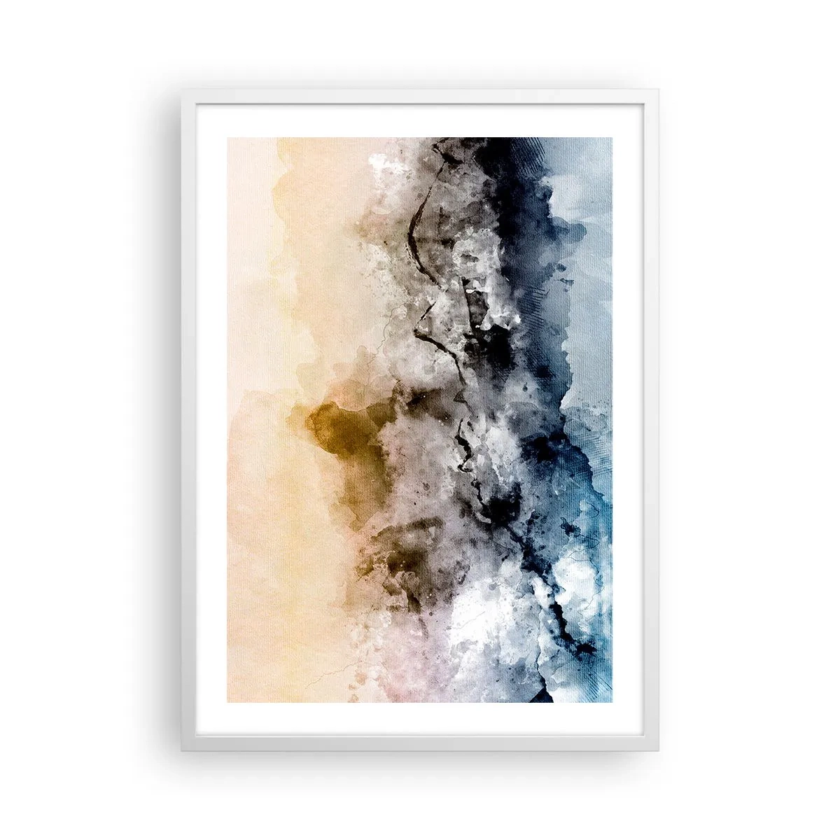 Affiche dans un cadre blanc - Poster - Noyé dans un nuage de brouillard - 50x70 cm