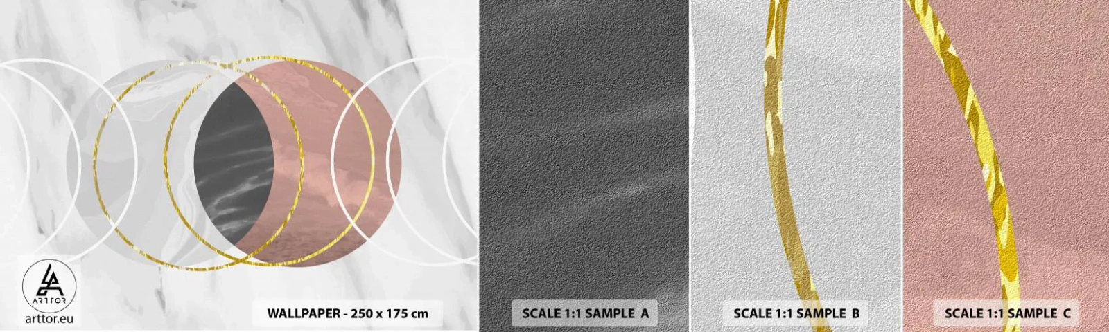 Échantillon de Papier Peint Autocollant Deluxe Sticker - Musique des sphères - Abstraction, Morceau, Les quartiers - 100x30 cm