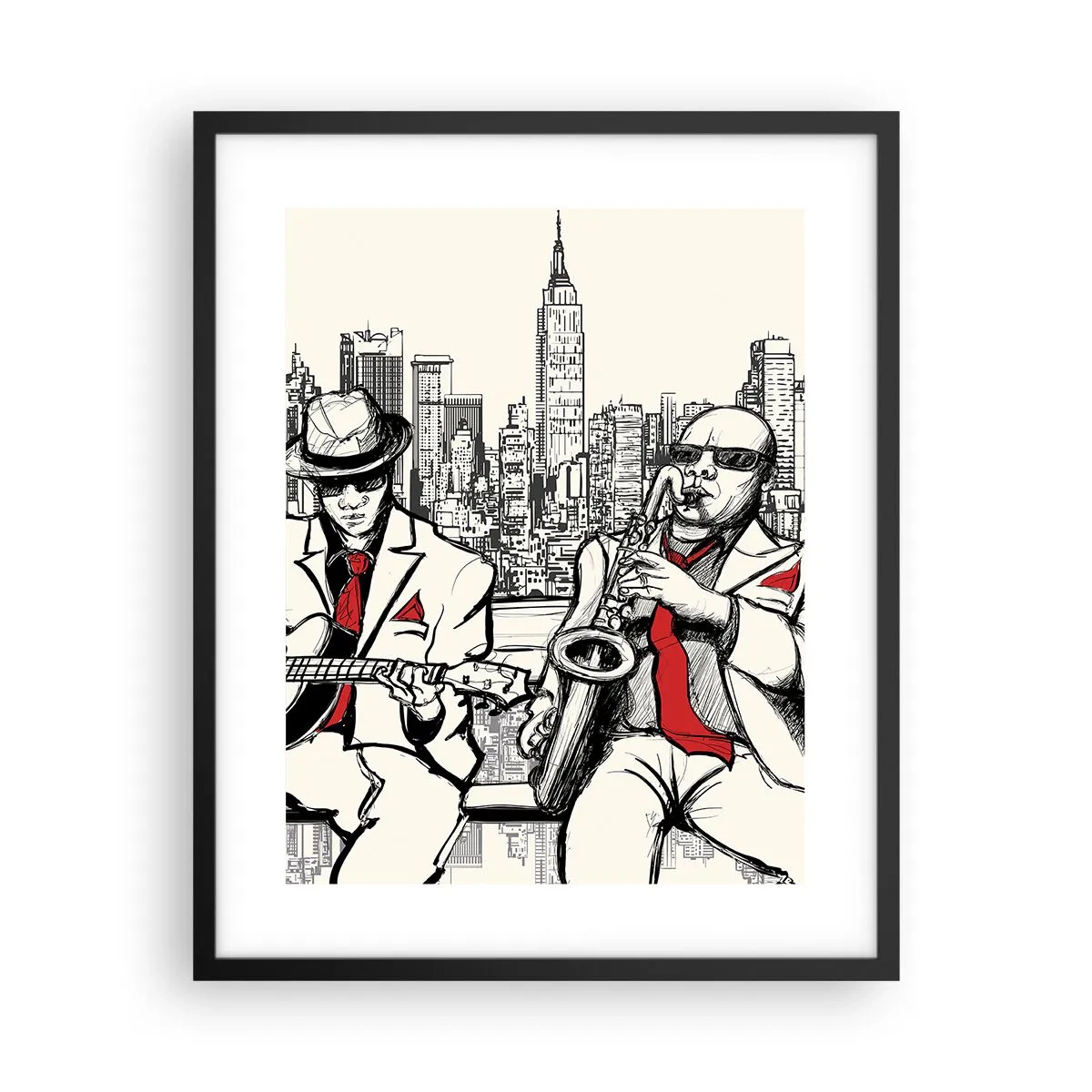 Affiche dans un cadre noir - Poster - improvisation new-yorkaise - 40x50 cm
