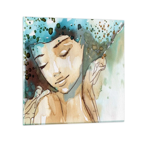 Impression sur verre - Image sur verre - Lady in blue - 70x70 cm