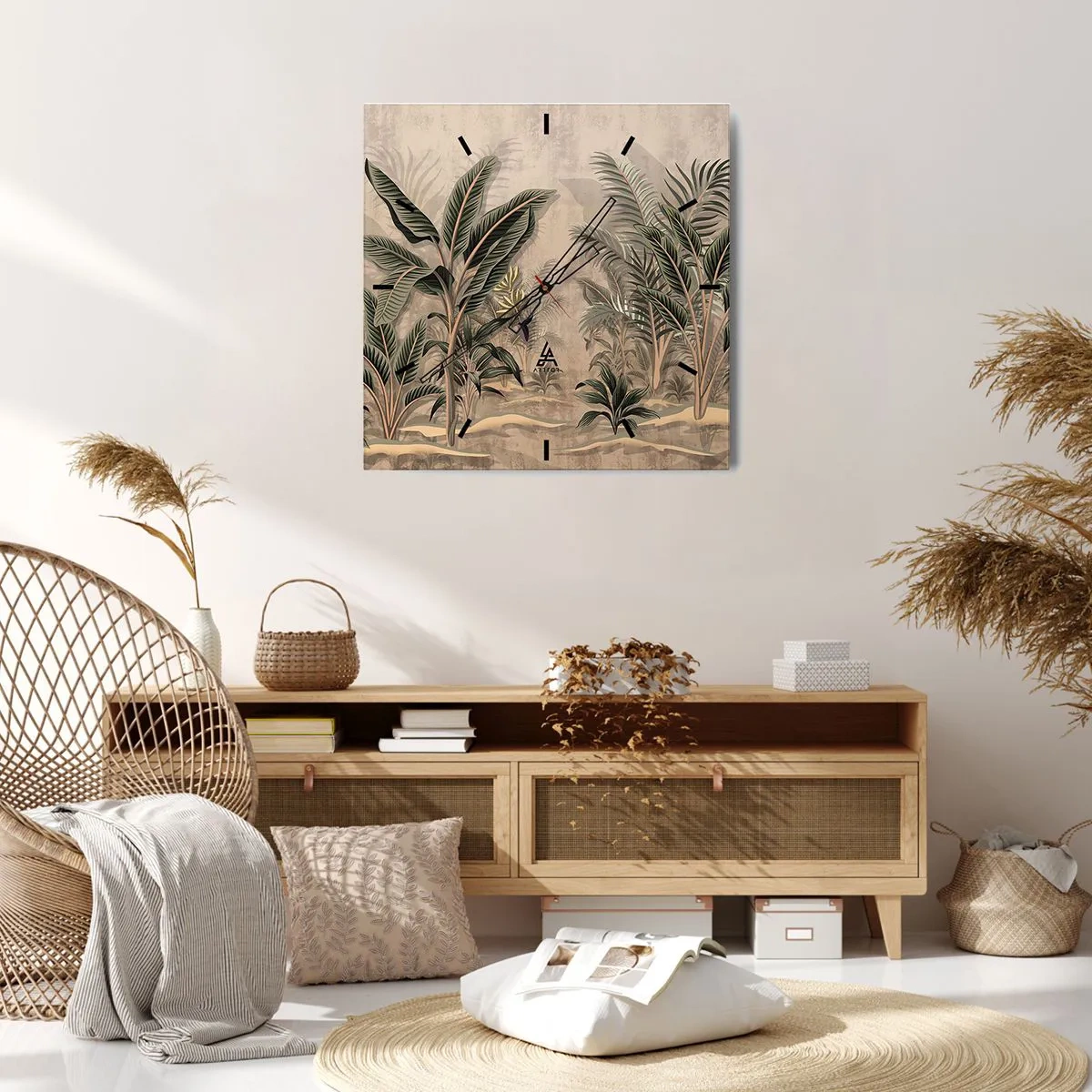 Horloge murale - Pendule murale - Une gravure de style colonial - 40x40 cm