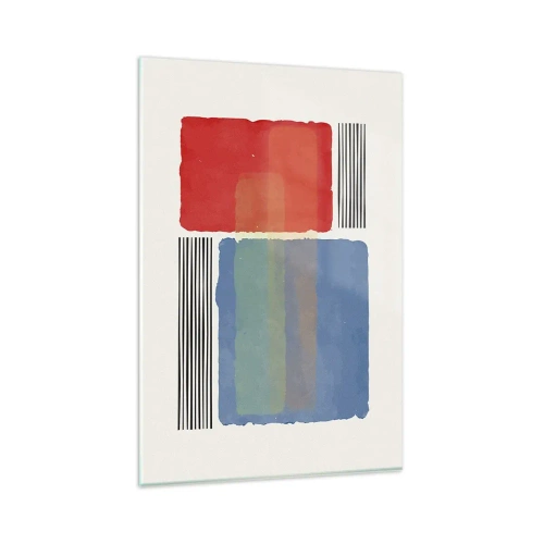 Impression sur verre - Image sur verre - Composition géométrique avec des blocs et des lignes colorés - 80x120cm - Esprit et lettre de la géométrie - Décoration murale moderne pour le salon et la chambre ARTTOR