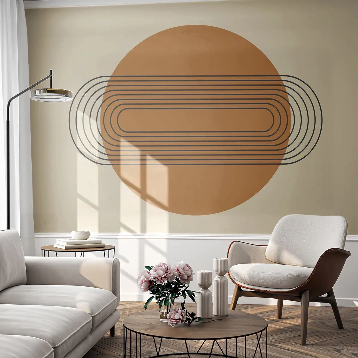 Papier Peint Photo Premium Sand - Plan idéal - Abstraction, Graphique, Modèle moderne - 400x280 cm