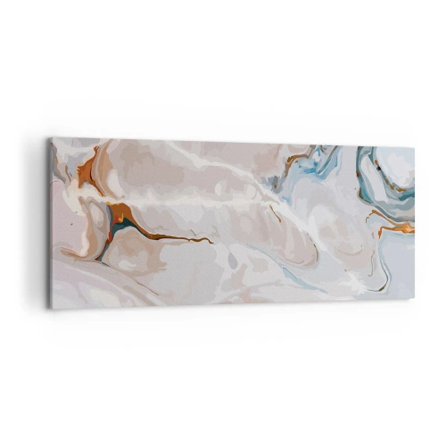 Impression sur toile - Image sur toile - Motif abstrait dans les tons de blanc et de bleu - 120x50cm - Le bleu serpente sous le blanc - Décoration murale moderne pour le salon et la chambre ARTTOR