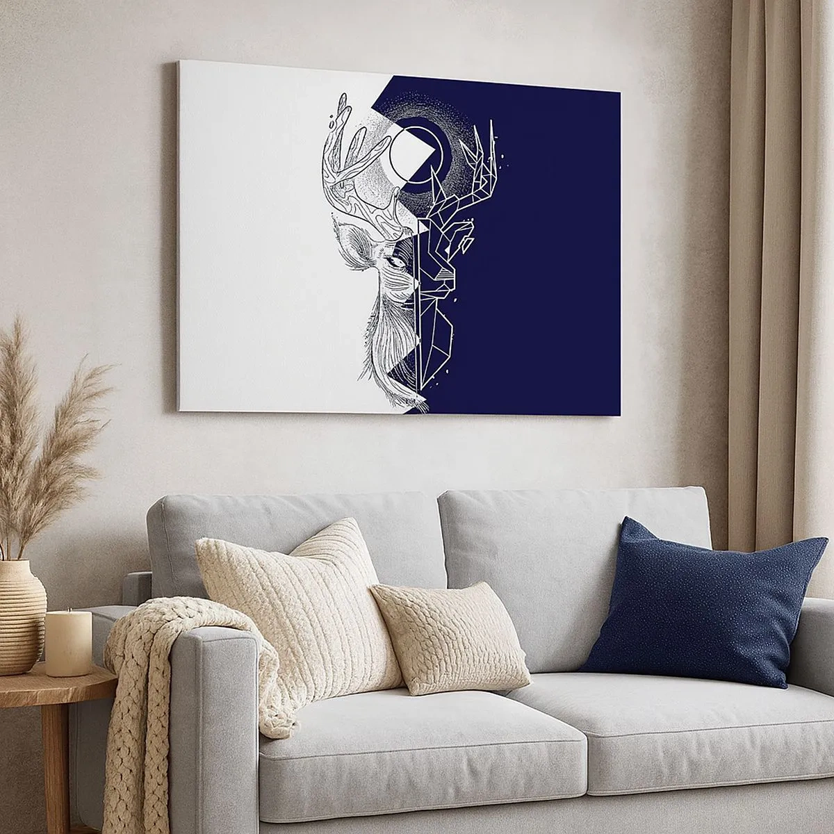 Impression sur toile - Image sur toile - Géométrie et nature dans une composition symbolique - 70x50cm - La lutte et l'unité des contraires - Décoration murale moderne pour le salon et la chambre ARTTOR