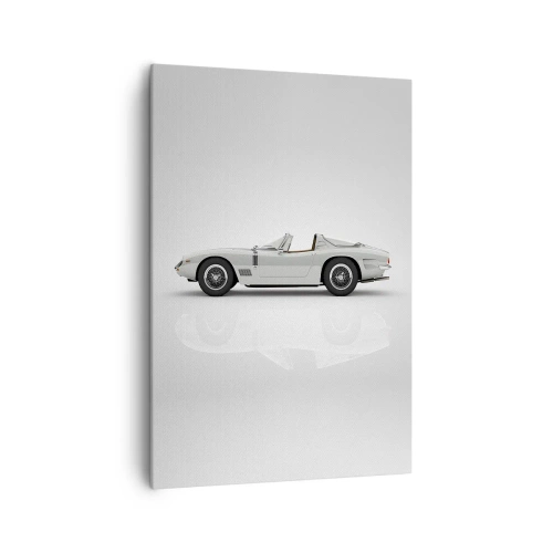 Impression sur toile - Image sur toile - Cabriolet blanc classique sur fond clair - 70x100cm - Promesse de plaisir - Décoration murale moderne pour le salon et la chambre ARTTOR