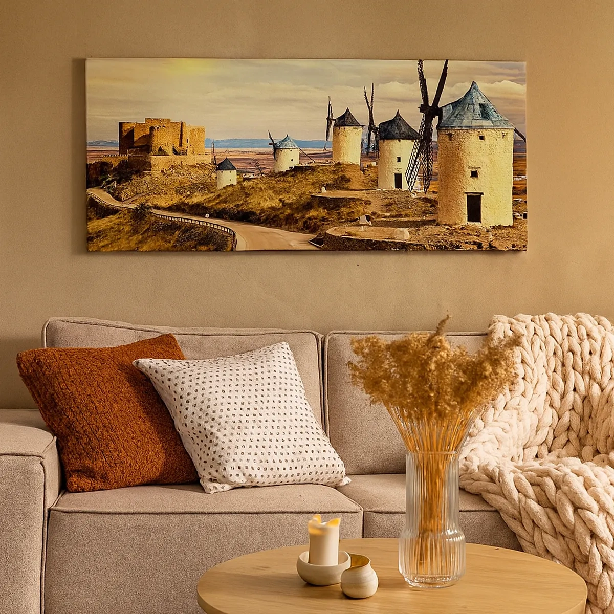 Impression sur toile - Image sur toile - Don Quichotte est sur le point d'arriver - 30x30 cm