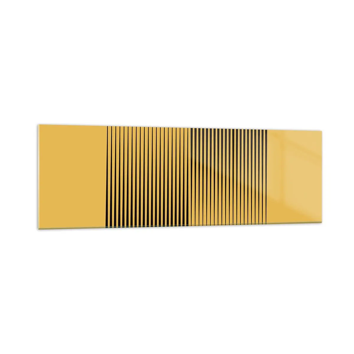 Impression sur verre - Image sur verre - Lignes noires verticales sur fond jaune - 160x50cm - Cadre opposé - Décoration murale moderne pour le salon et la chambre ARTTOR
