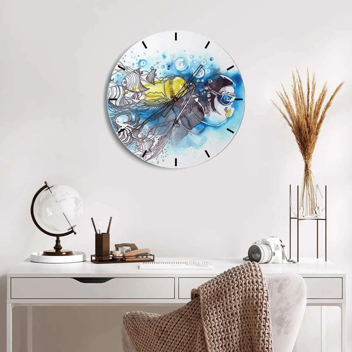 Horloge murale - Pendule murale - Le grand bleu - 30x30 cm