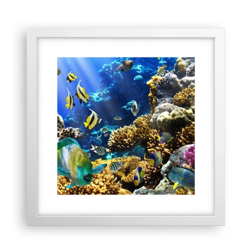 Affiche dans un cadre blanc - Poster - Beaucoup de circulation sur la route des vacances - 30x30 cm