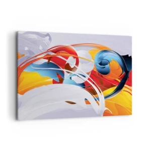 Impression sur toile - Image sur toile - Abstraction colorée avec des lignes dynamiques et des couleurs vives - 120x80cm - La danse des éléments - Décoration murale moderne pour le salon et la chambre ARTTOR
