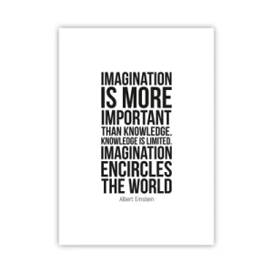 Affiche - Poster - Une citation sur l'imagination sur fond blanc - 50x70cm - Einstein sur le pouvoir de l'imagination - Décoration murale moderne pour le salon et la chambre ARTTOR