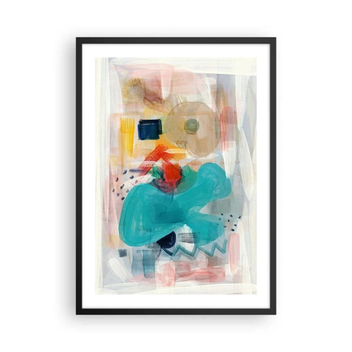 Affiche dans un cadre noir - Poster - Abstraction colorée avec des formes dynamiques - 50x70cm - Jeu de couleurs - Décoration murale moderne pour le salon et la chambre ARTTOR