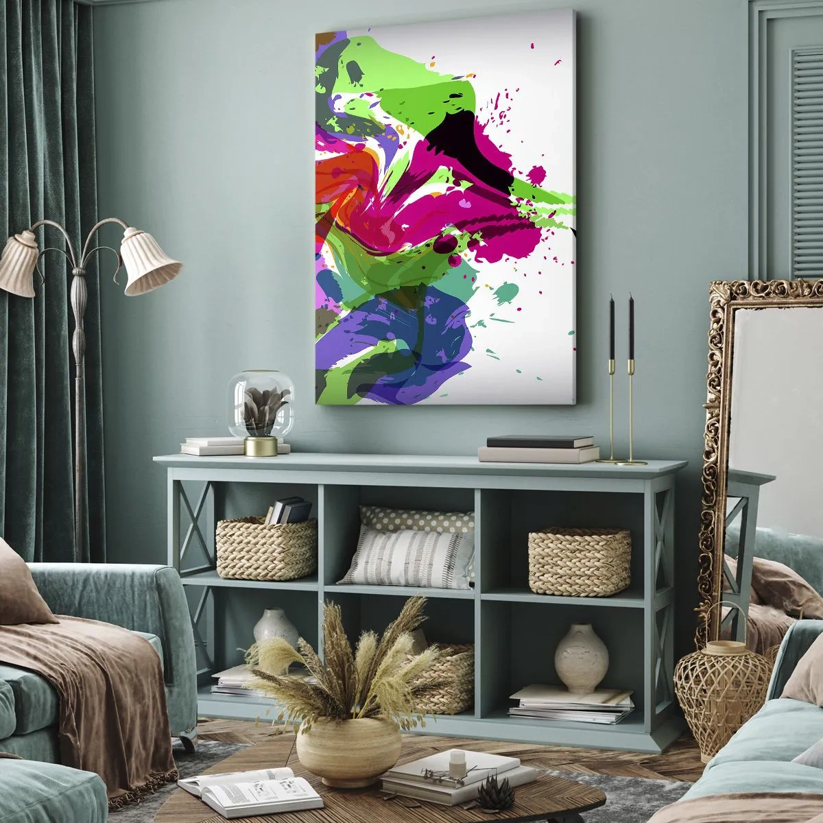 Impression sur toile - Image sur toile - Une histoire aux couleurs de l'arc-en-ciel - 55x100 cm