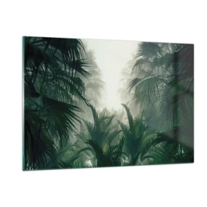 Impression sur verre - Image sur verre - Jungle tropicale enveloppée de brouillard - 120x80cm - Secret tropical - Décoration murale moderne pour le salon et la chambre ARTTOR