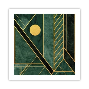 Affiche - Poster - Dynamique or et azur - 50x50 cm