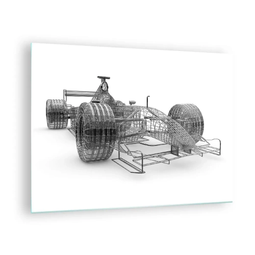 Impression sur verre - Image sur verre - Dessin technique de style 3D d'une voiture de course - 70x50cm - Design parfait - idée de course - Décoration murale moderne pour le salon et la chambre ARTTOR