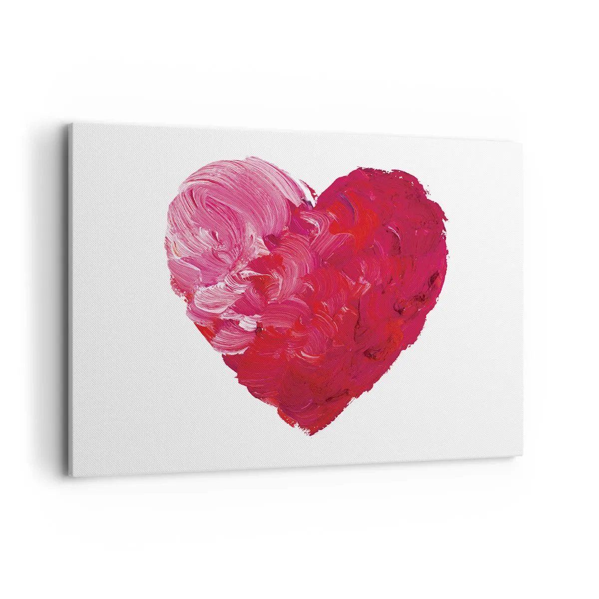 Impression sur toile - Image sur toile - Un cœur rose et rouge peint au pinceau - 100x70cm - All you need is love - Décoration murale moderne pour le salon et la chambre ARTTOR