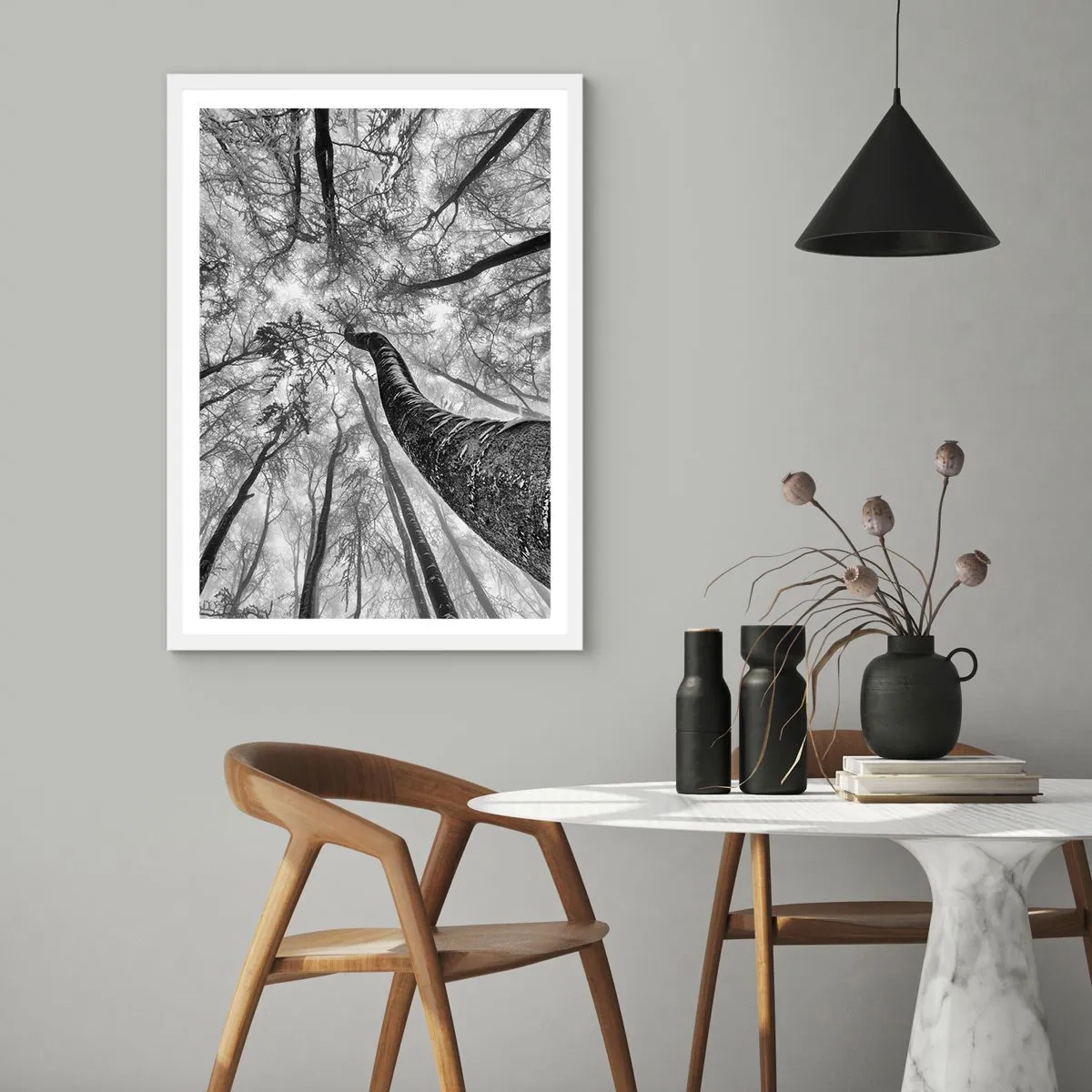 Affiche dans un cadre blanc - Poster - Course vers la lumière - 50x70 cm