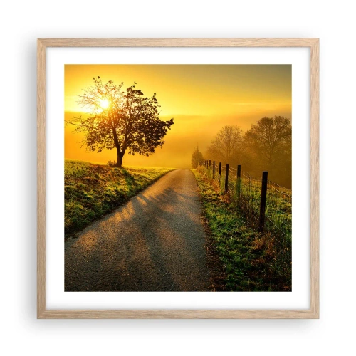 Affiche dans un chêne clair - Poster - Après-midi de miel - 50x50 cm