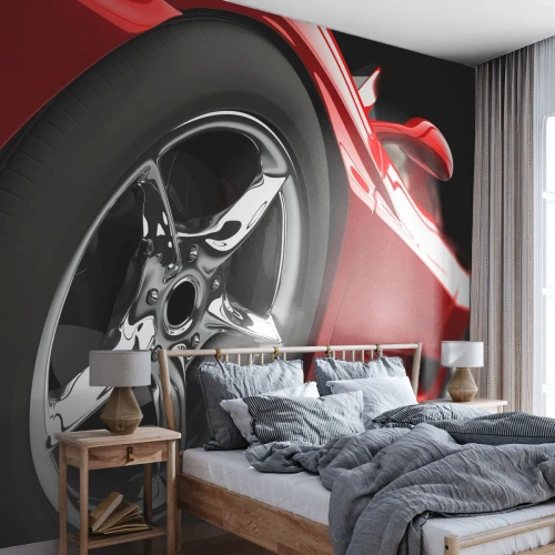 Papier Peint Photo Premium Sand - Conçu pour la vitesse - Automobile, Voiture de sport, Jante - 300x210 cm