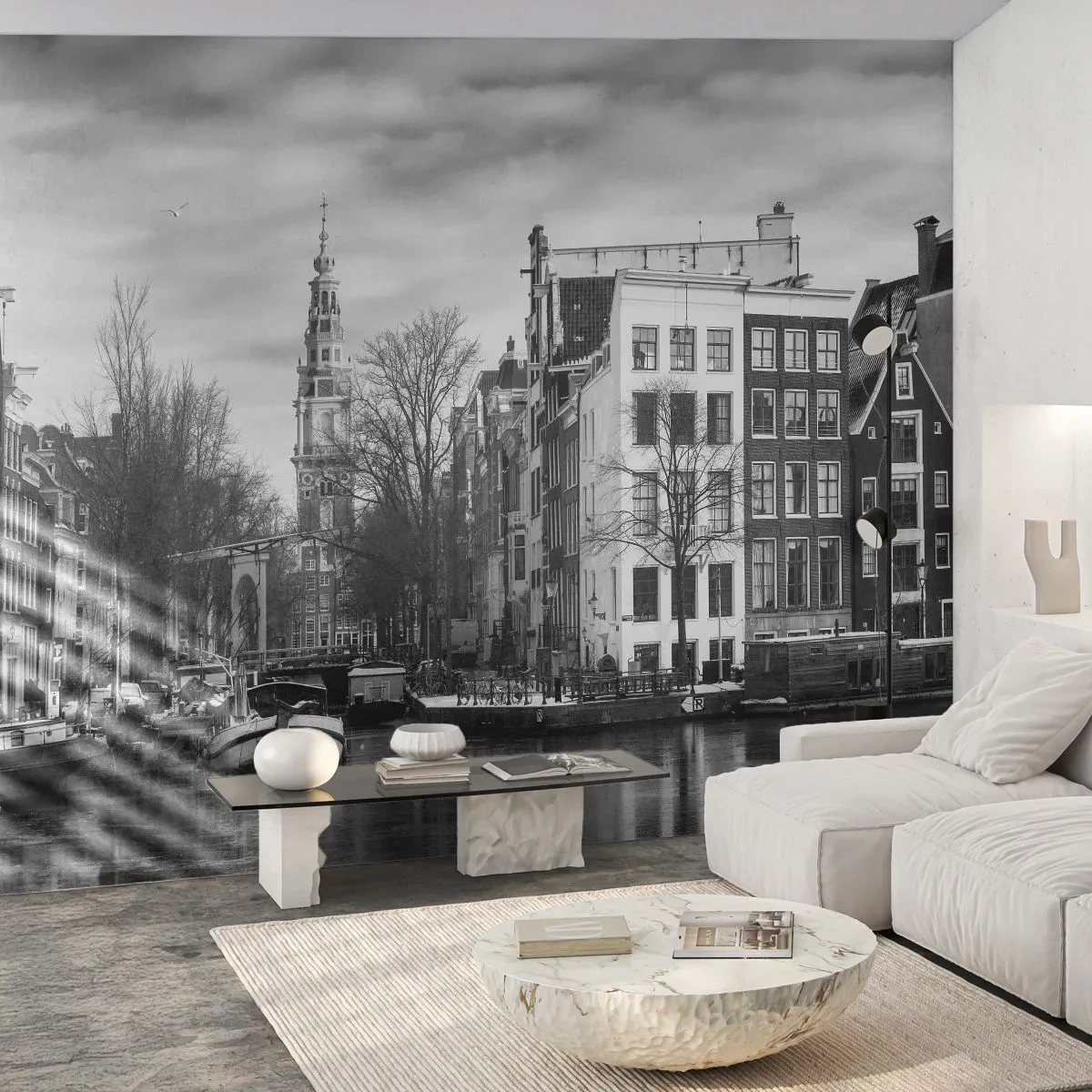 Papier Peint Photo Premium Sand - Climat d'Amsterdam - Ville, Amsterdam, Architecture - 350x256 cm