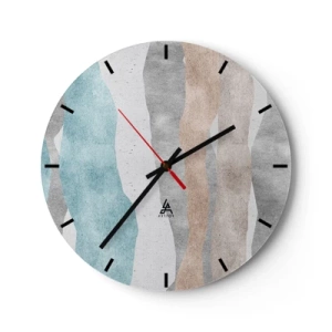 Horloge murale - Pendule murale - Vagues pastel abstraites sur fond clair - 30x30cm - Une étude de proximité - Décoration murale moderne pour le salon, la cuisine et la chambre ARTTOR