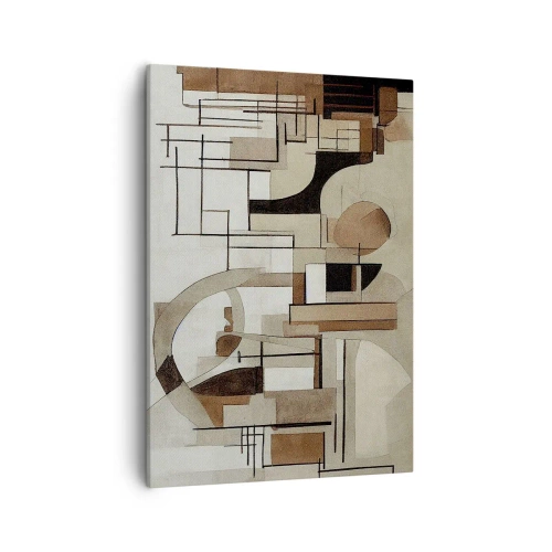 Impression sur toile - Image sur toile - Abstraction architecturale en beige et marron - 50x70cm - Paysage urbain 2.0 - Décoration murale moderne pour le salon et la chambre ARTTOR