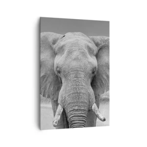 Impression sur toile - Image sur toile - Portrait d'un éléphant en noir et blanc - 70x100cm - Bienvenue dans mon monde - Décoration murale moderne pour le salon et la chambre ARTTOR