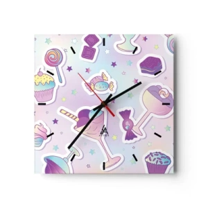 Horloge murale - Pendule murale - Motifs pastel avec bonbons et desserts - 30x30cm - Pour que tous les jours soit un anniversaire  - Décoration murale moderne pour le salon et la chambre ARTTOR